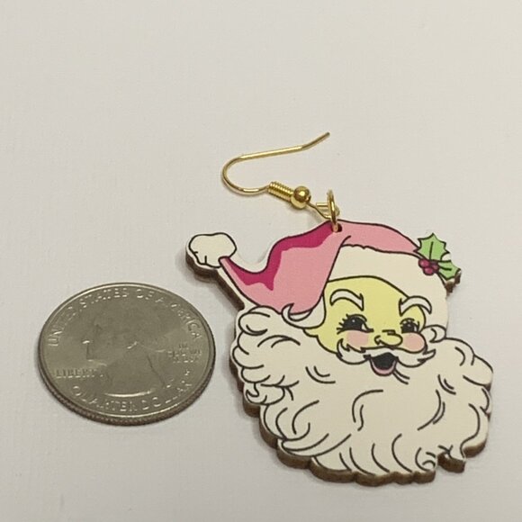 Santa Earring, Christmas Earring, Santa Claus Earring, Gift Idea, Holiday - Picture 4 of 4
